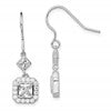 Sterling Silver Rhodium-plated Polished Square CZ Halo Dangle Earrings