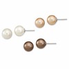 Sterling Silver RH 10-11mm Wht/Chpg/Brown Imitat. Shell Pearl Earring Set