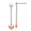 Sterling Silver RH-plated Rose gold-plated Heart Post Earrings
