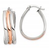 Sterling Silver Rose-tone Polished Wavy Hoop Earrings