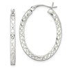 Sterling Silver Diamond-cut 2.5mm Oval Hoop Earrings