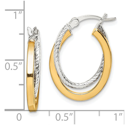 Sterling Silver and Gold-tone Double Hoop Earrings