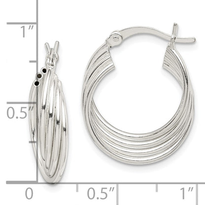 Sterling Silver Polished Twisted Multi-tube Round Hoop Earrings