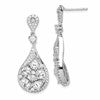Sterling Silver RH-plated Polished Fancy CZ Teardrop Post Dangle Earrings