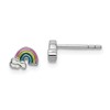 Sterling Silver Rhodium-plated Polished & Multi-color Enameled Rainbow & Clouds Children's Post Earrings