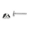 Sterling Silver Rhodium-plated Polished Black & White Enameled Puppy Children's Post Earrings