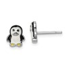 Sterling Silver Rhodium-plated Polished Multi-color Enameled Penguin Children's Post Earrings