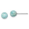 Sterling Silver Rhodium-plated Polished 6mm Round Larimar Post Earrings