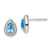 Sterling Silver Rhodium Plated Blue and Clear CZ Post Earrings