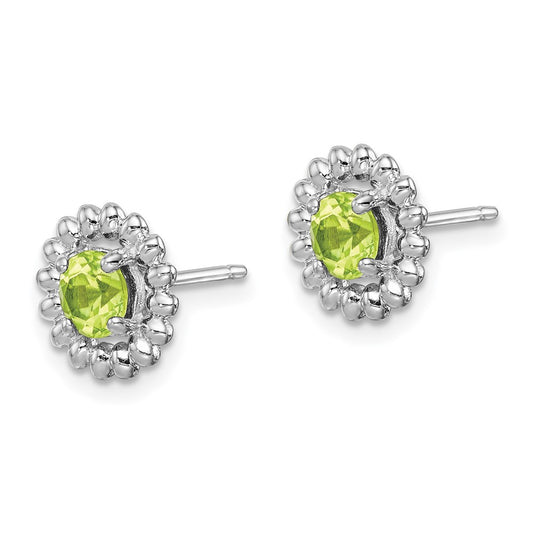Sterling Silver Rhod-plat Peridot Earrings