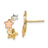Sterling Silver and Flash Yellow and Rose Gold Plated Star Earrings