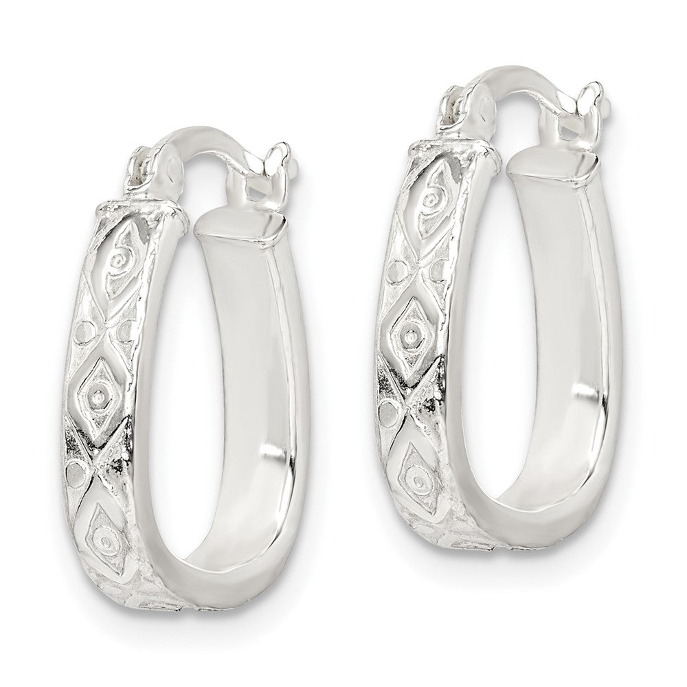 Sterling Silver Patterned 3mm Hoop Earrings