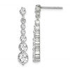 Sterling Silver Polished CZ Journey Post Dangle Earrings