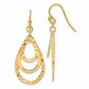 Sterling Silver Gold-tone Polished & Diamond-cut Triple Teardrop Dangle Ear