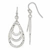 Sterling Silver Polished & Diamond-cut Triple Teardrop Dangle Earrings