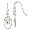 Sterling Silver Polished & Hammered Oval Dangle Earrings