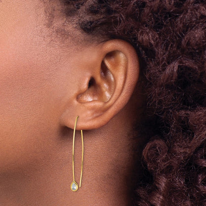 Sterling Silver Gold-tone CZ Threader Earrings