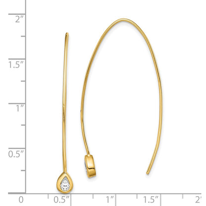 Sterling Silver Gold-tone CZ Threader Earrings