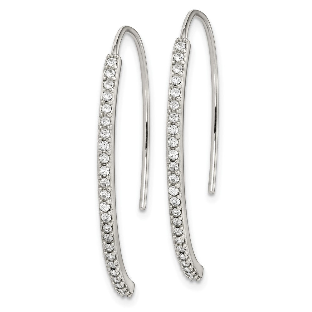 Sterling Silver Rhodium-plated Crystal Threader Dangle Earrings