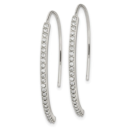 Sterling Silver Rhodium-plated Crystal Threader Dangle Earrings
