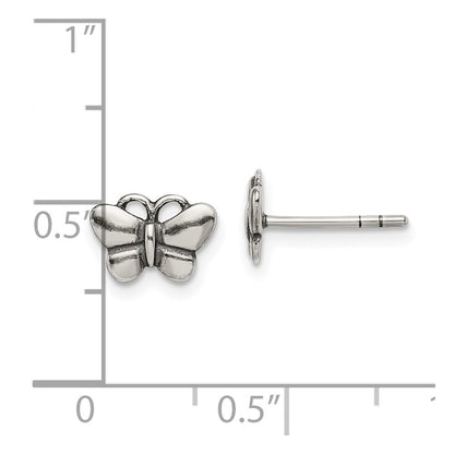 Sterling Silver Oxidized Butterfly Post Earrings