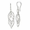 Sterling Silver Fancy Polished & Diamond-cut Twisted Dangle Earrings