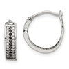 Sterling Silver RH-pltd Polished Black/White CZ 4mm Round Hoop Earrings
