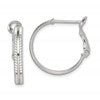 Sterling Silver Milgrain 2x20mm Omega Back Round Hoop Earrings