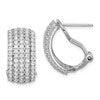 Sterling Silver Rhodium-plated CZ 5-row Omega Back C-Hoop Earrings