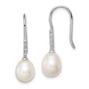 Sterling Silver Rhodium-plated 7-8mm Grey Teardrop Freshwater Cultured Pearl and CZ Dangle Earrings
