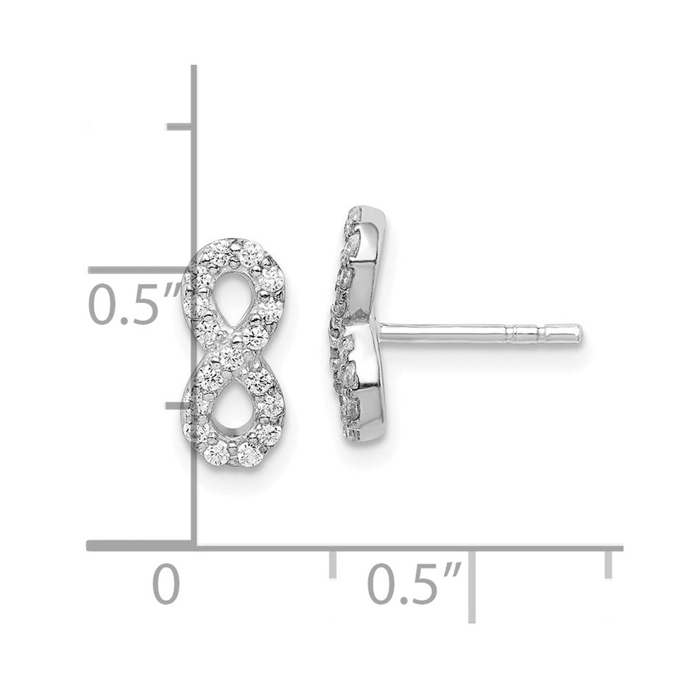 Sterling Silver Rhodium-plated Polished CZ Infinity Post Earrings