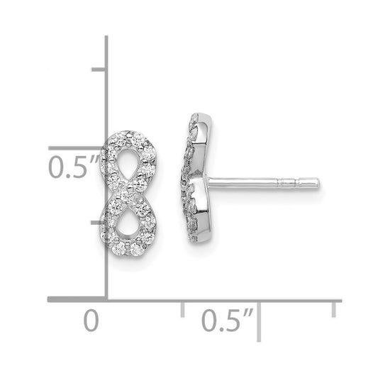 Sterling Silver Rhodium-plated Polished CZ Infinity Post Earrings
