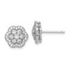 Sterling Silver Rhodium-plated Polished CZ Flower Post Earrings