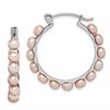 Sterling Silver Rhodium-plated 4-5mm Pink Button Freshwater Cultured Pearl Hoop Earrings