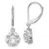 Sterling Silver Rhodium-plated Polished 6mm CZ Halo Leverback Earrings