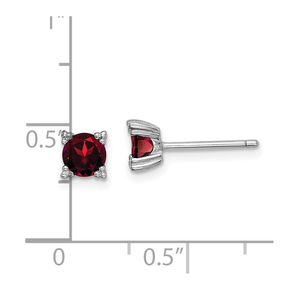 Sterling Silver Rhodium-plated Round 5mm Garnet Post Earrings