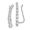 Sterling Silver Rhodium-plated Polished Graduated CZ Ear Climber Earrings