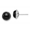 Sterling Silver Rhod-plated Polished 10mm Onyx Cabochon Post Earrings