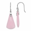Sterling Silver Rhodium-plated Dyed Pink Quartz Dangle Earrings