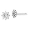 Sterling Silver Rhodium-plated Polished CZ Flower Post Earrings