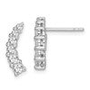 Sterling Silver Rhodium-plated Graduated CZ Curved Post Earrings