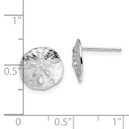 De-Ani Sterling Silver Rhodium-Plated Polished Sand Dollar Post Earrings