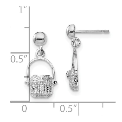 De-Ani Sterling Silver Rhodium-Plated Polished Nantucket Basket Post Earrings