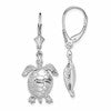 De-Ani Sterling Silver Rhodium-plated Polished 3D Moveable Turtle Leverback Earrings