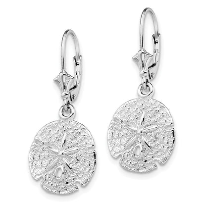 De-Ani Sterling Silver Rhodium-Plated Polished Sand Dollar Leverback Earrings