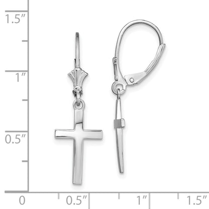 De-Ani Sterling Silver Rhodium-Plated Polished Latin Cross Leverback Earrings