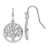 Sterling Silver Rhodium-plated Dangle Polished CZ Tree of Life Earrings