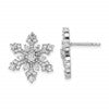 Sterling Silver Rhodium-plated CZ Snowflake Post Earrings