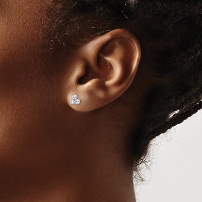Sterling Silver RH Polished CZ Post Earrings