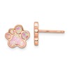 Sterling Silver Rose-plated Created Opal Inlay Pawprint Post Earrings
